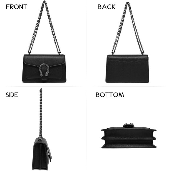 Women Small Handbags PU Leather Shoulder Bag Purse Un Satchels with Chain Strap - Picture 7 of 7
